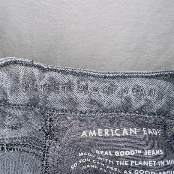 American Eagle AE Black Wash Denim High Rise Mom Straight Jean size 0 - Picture 5 of 7